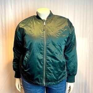 A‎ new day Olive Green Relaxed  rib knit collar Bomber Jacket Size L